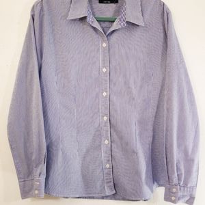 Apt. 9, blue and white striped button down blouse